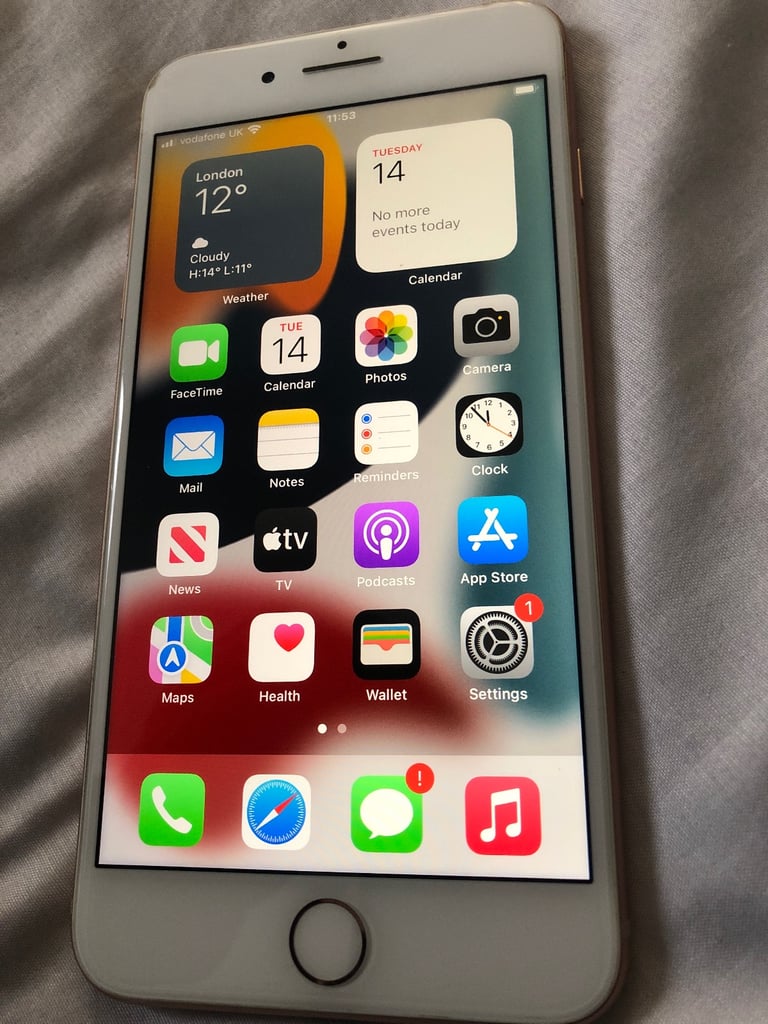 image for Apple iPhone 8 Plus 64gb unlocked the back cracked and the earpiece has low volume sides look new 