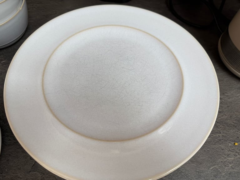 7 place (+extra) Dunelm Alvaro White stoneware dinnerware Set - dinner & side plates / bowls