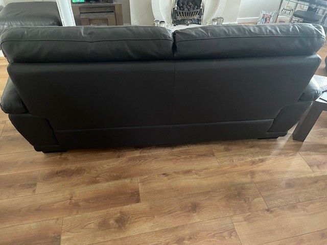 Dark Brown Leather 3 Piece Suite