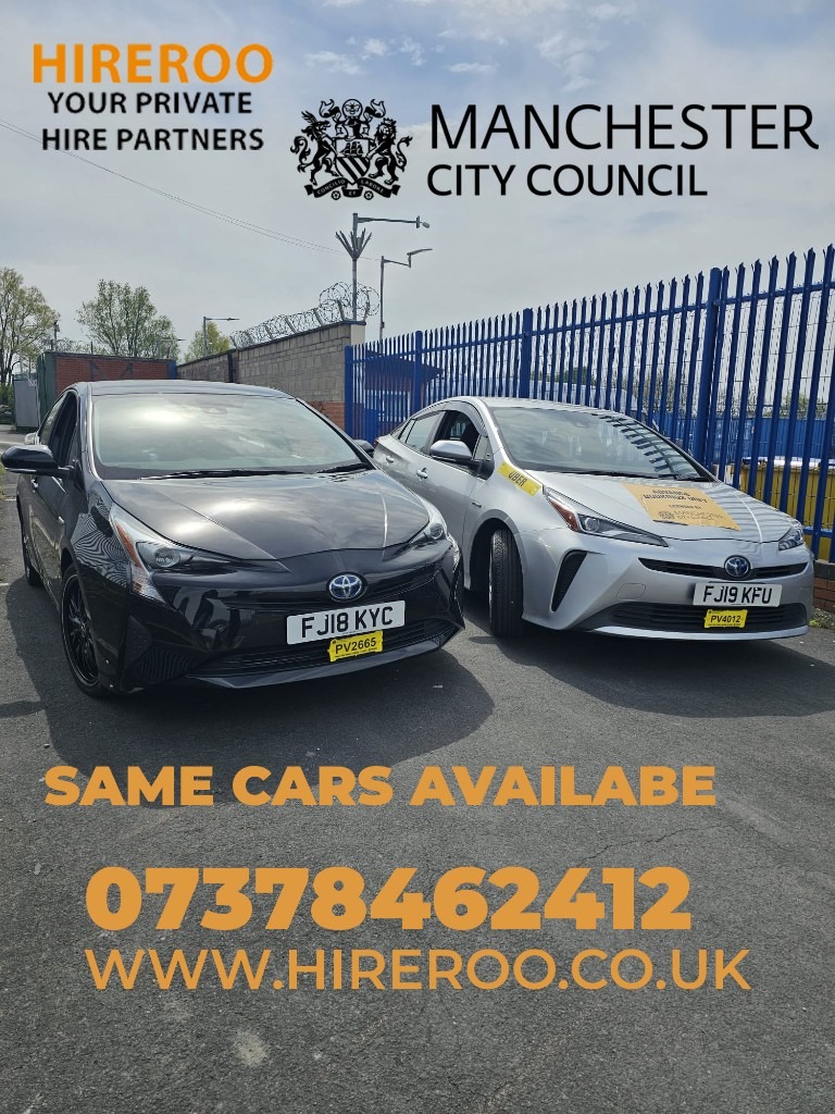 Private Hire Cars - Manchester City Council - Taxi Rentals - Toyota Prius - Private Hire - Uber Cars