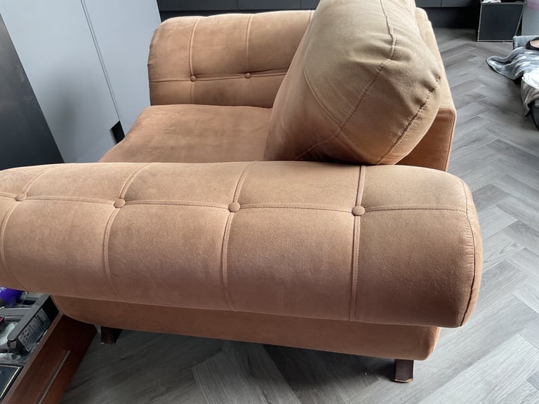 Brown/Tan Suede-Effect DFS Armchair