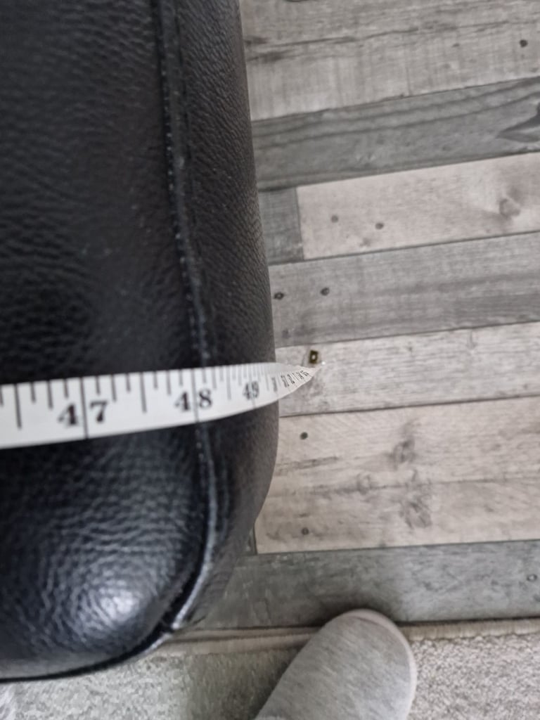 Black leather foot stool 