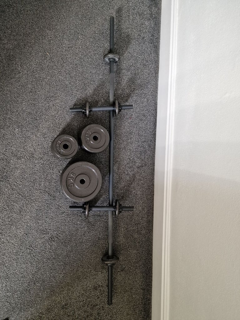 image for CAST IRON BARBELL DUMBELL SET