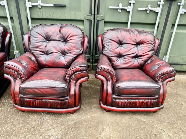 Chesterfield sofa set Oxblood 