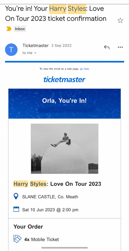Harry Styles tickets 10th June