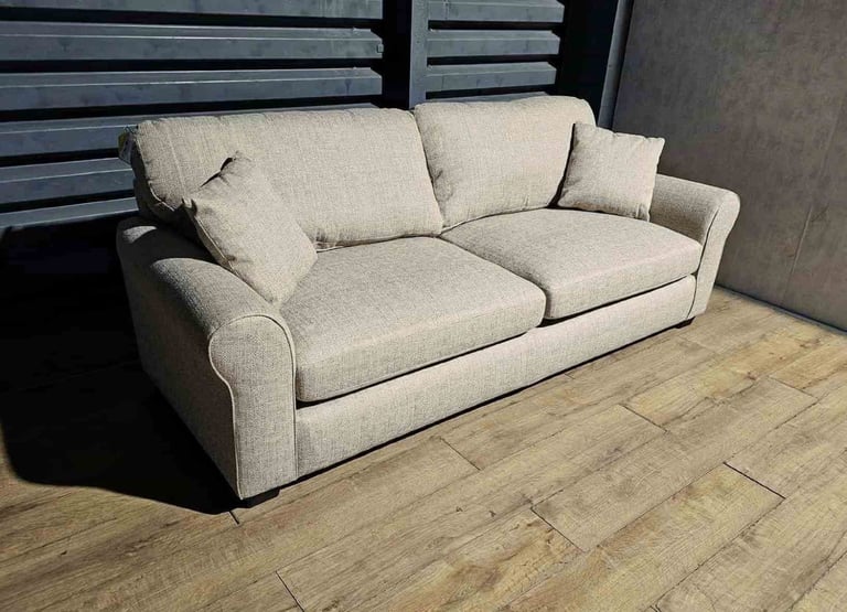 Hardly Used Fabric 4 Seater Sofa- Stone.