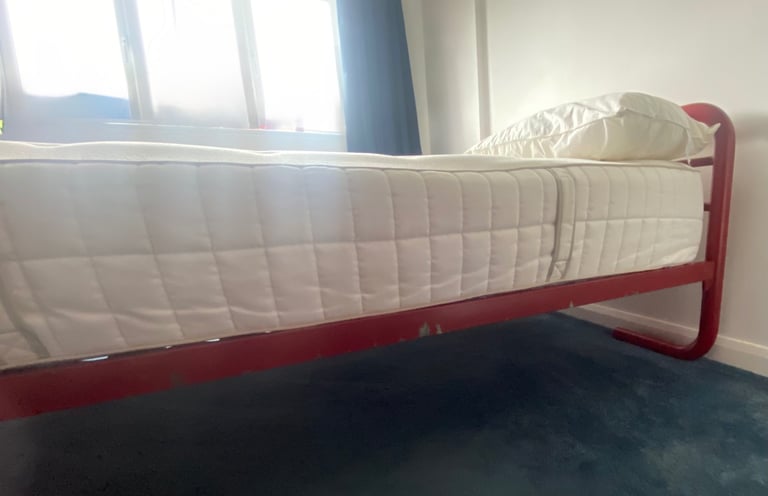 Red Metal Double Bed Frame
