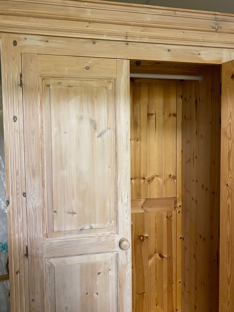 Pine whitewashed double wardrobe