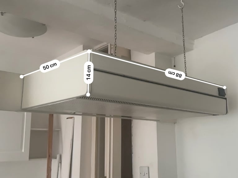 Ceiling-Mounted Kitchen Extractor Hood – 88 cm (White Metal)