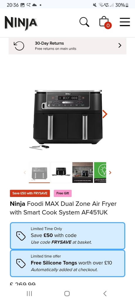 Ninja Foodi MAX Dual Zone Air Fryer with Smart Cook System AF451UK