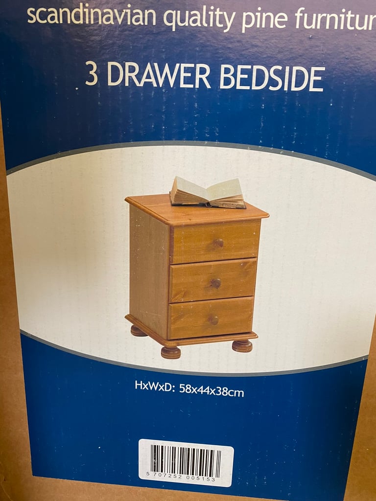 2 New Bedside Cabinets Scandinavian Pine