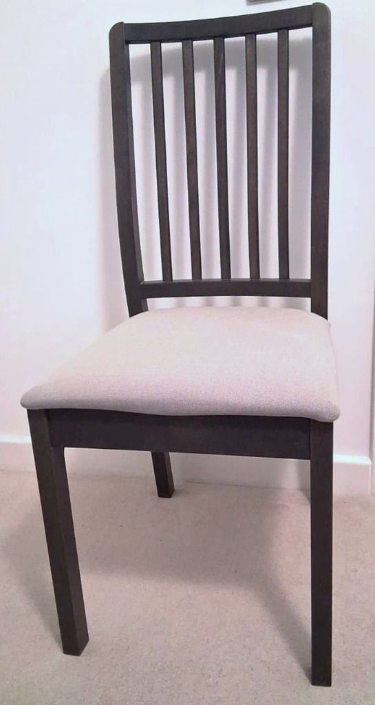 2 DARK BROWN/BLACK IKEA CHAIRS WITH GREY COVERS / CUSHION / IN PERFECT CONDITION