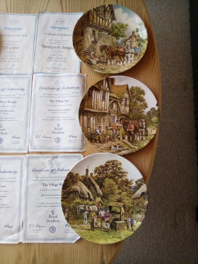 image for 6 off village scene decrotive wall plates