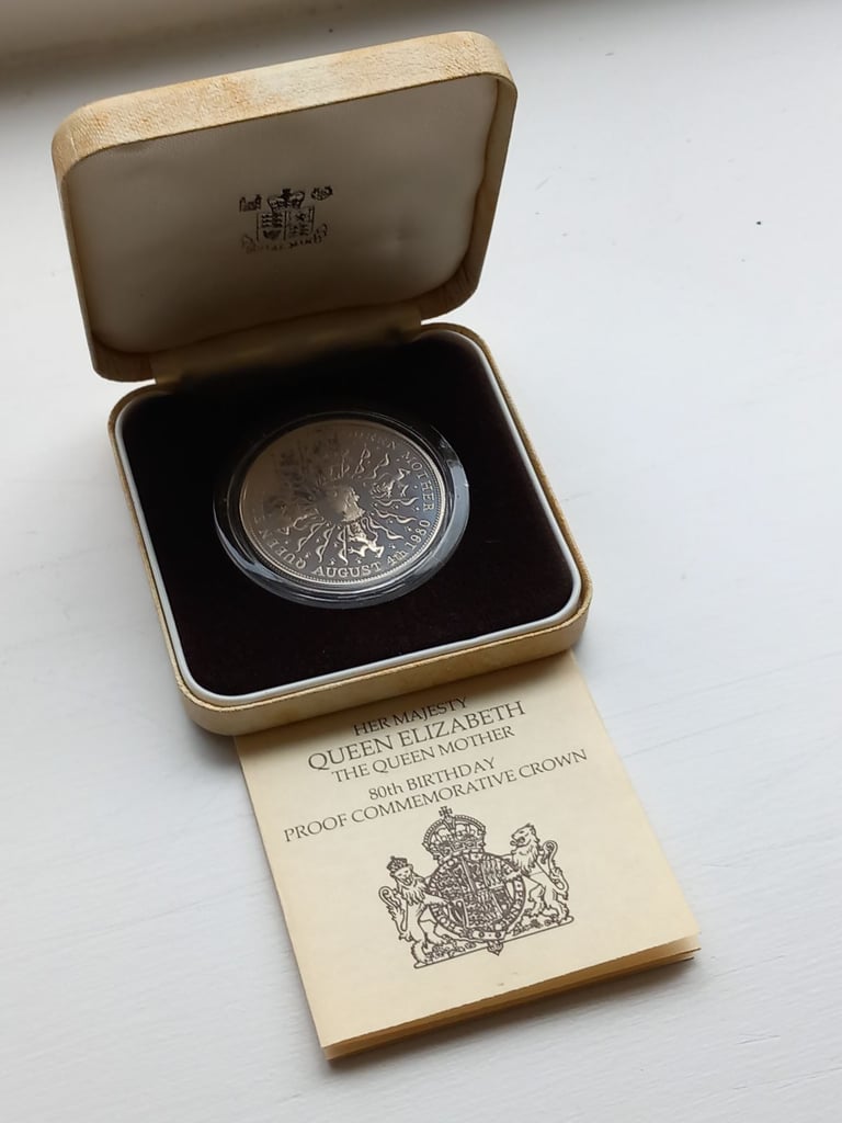 image for Royal Mint The Queen Mother 80th Birthday Sterling Silver Proof Crown Boxed