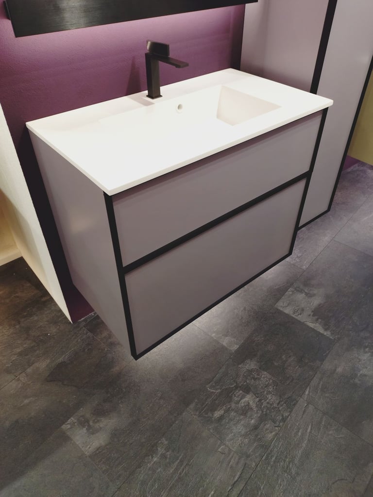 Dansani Luna 80cm Vanity Set Black Framed/Mauve Manufacturers display rrp £7468