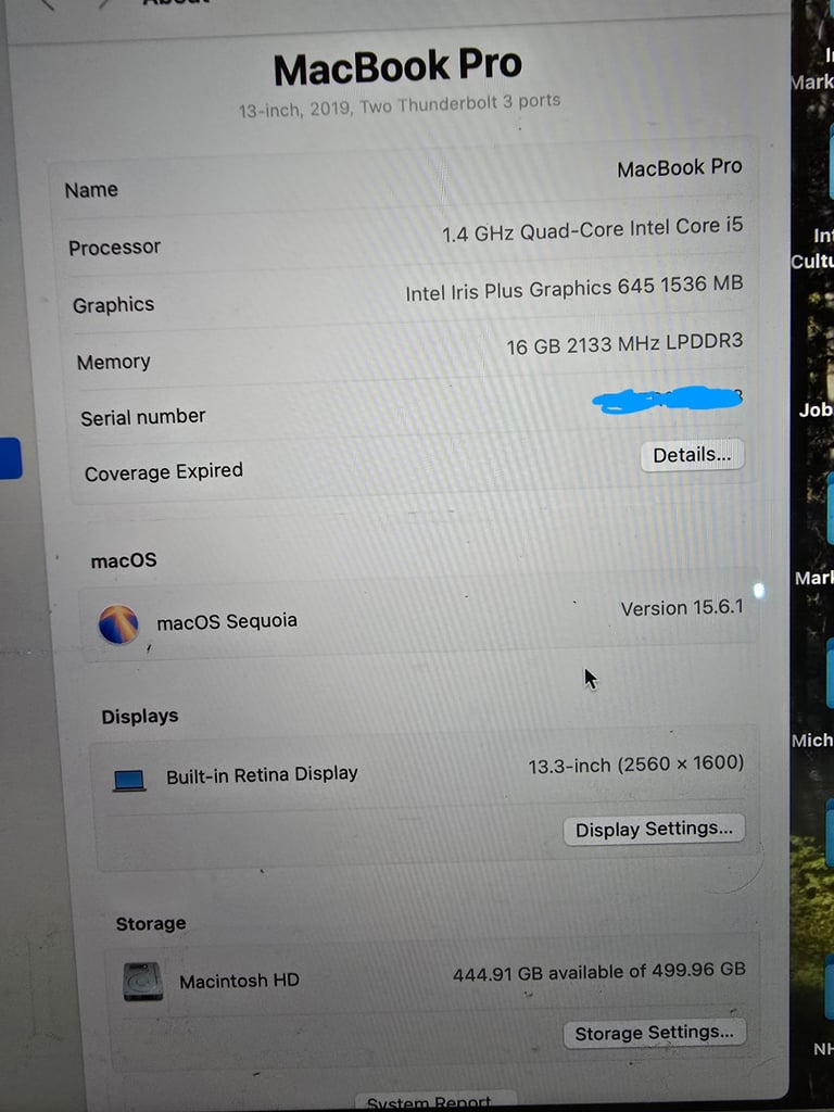 MacBook Pro 2019, 13.3 - inch, i5 processor