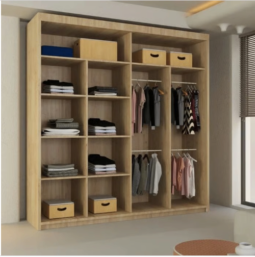 Brand New - Lisbon Mirror Sliding Door Wardrobe - Oak - SAME/NEXT DAY DELIVERY