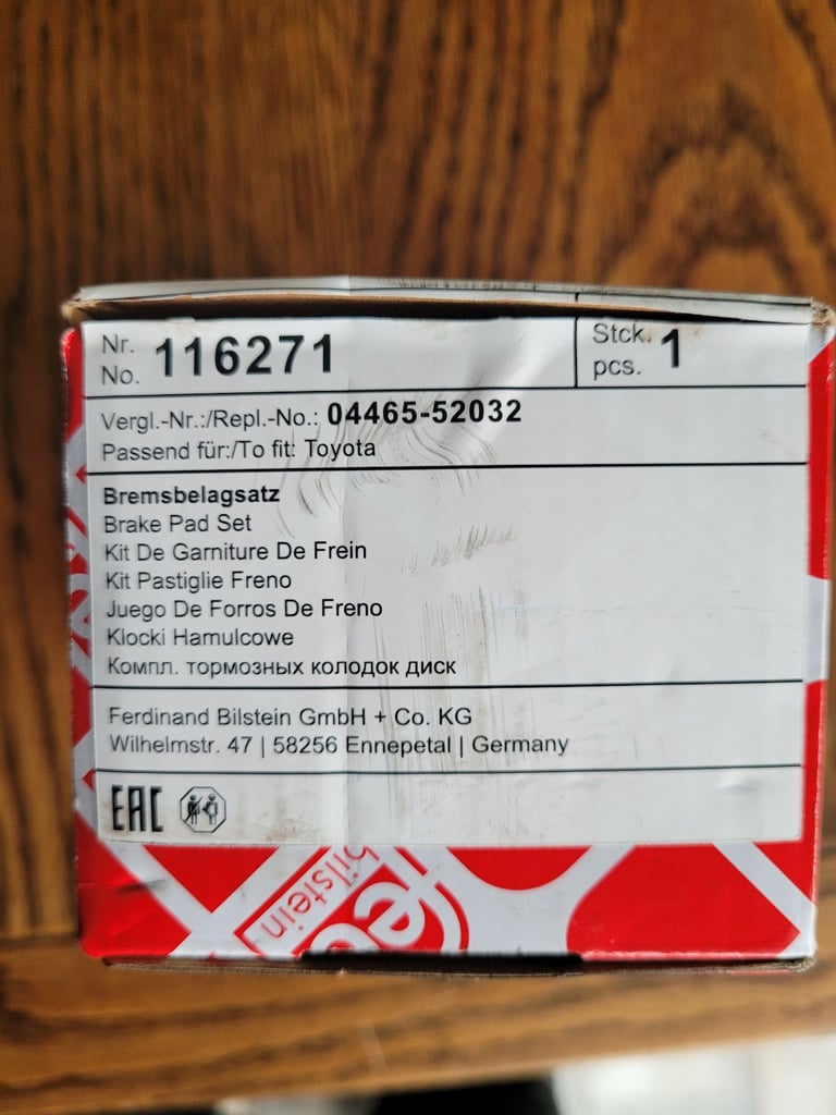 Brand New FEBI Yaris Pads