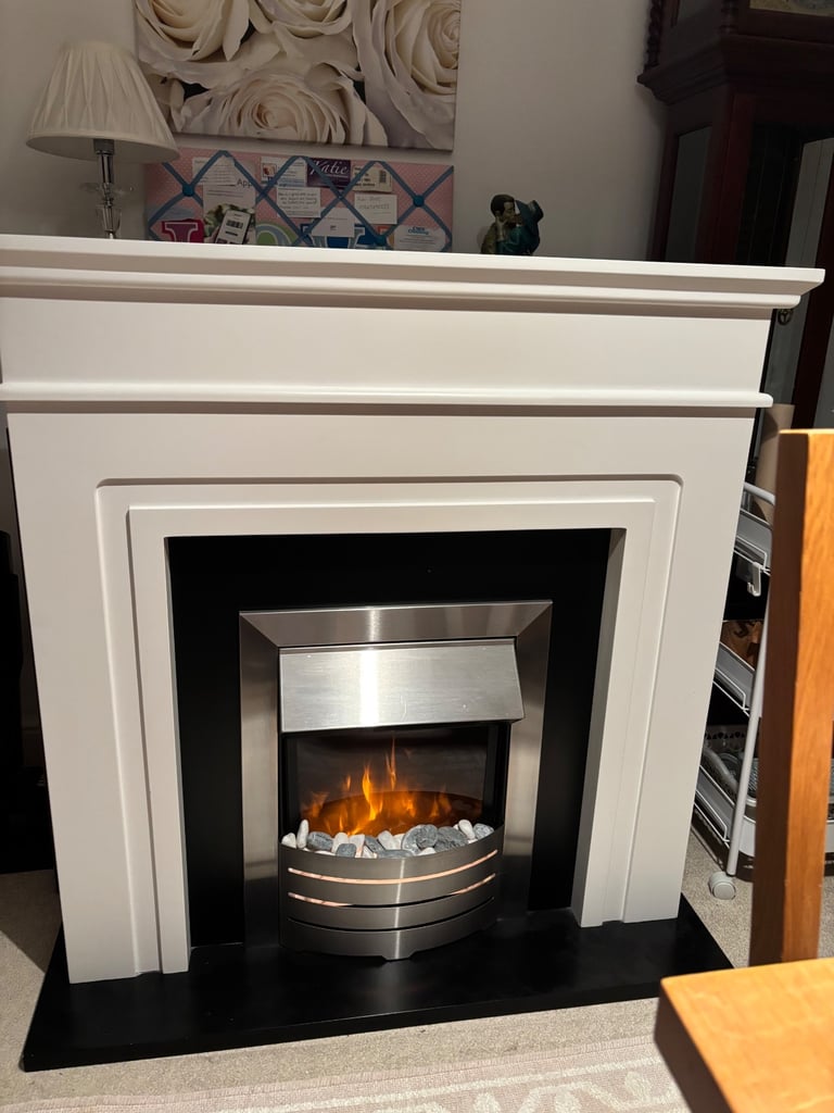 image for Next Free Standing Electric Fire in Cream Surround.
