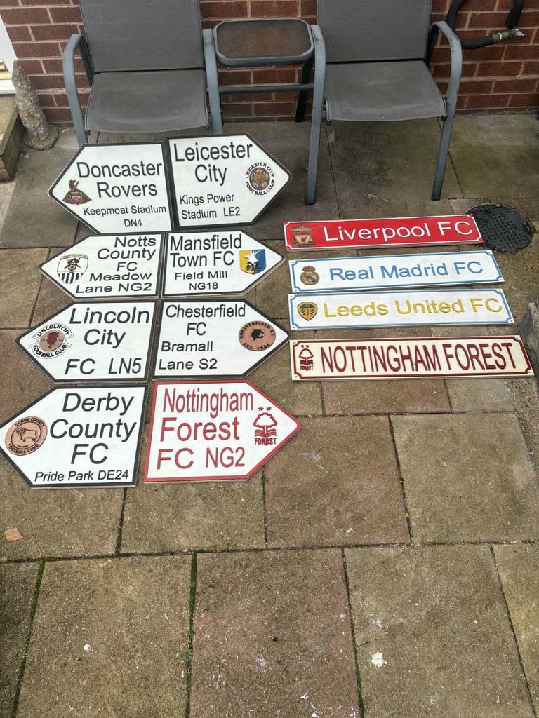 wooden football signss