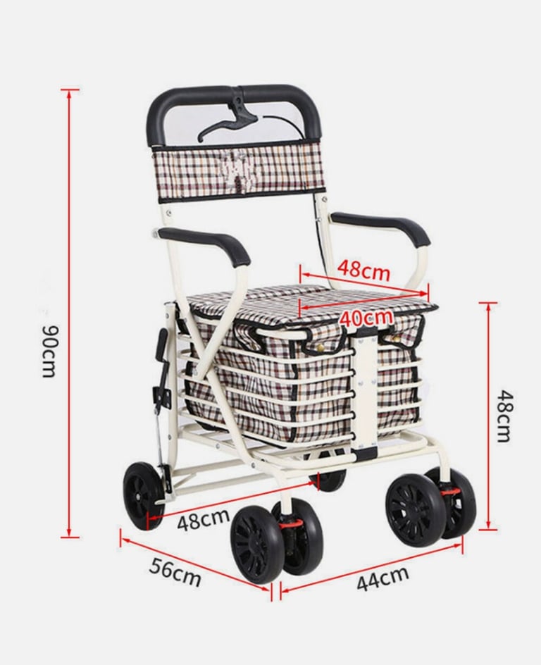 Walk & Rest Folding Shopping Trolley/walker with Seat & Brakes 
