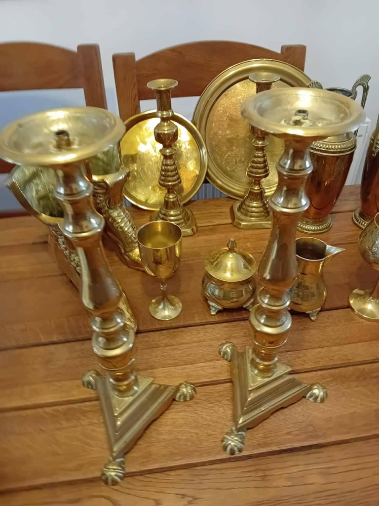 image for Brass candlesticks Boots Vases lots more Etc