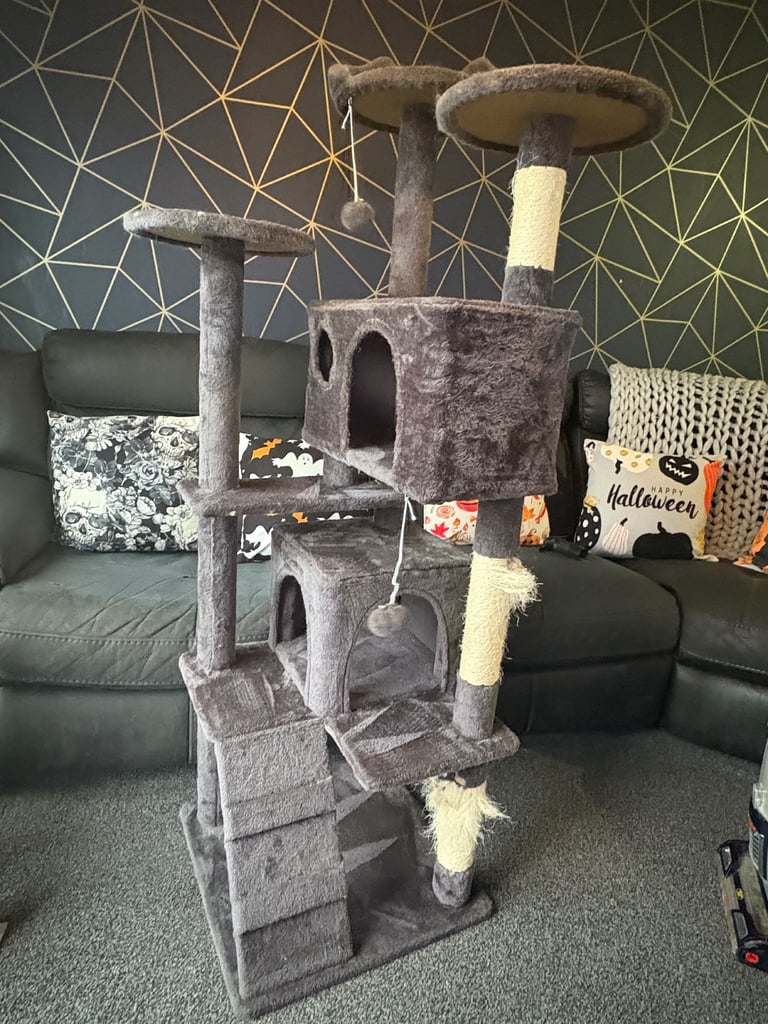 Cat Tree, 158cm Cat Tower, Dark Grey