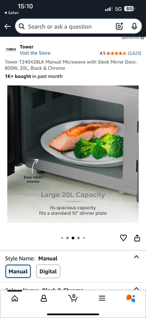20 Litre 800w Manual Microwave