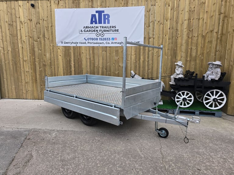 Galvanised 9x5ft builders dropside trailer leds 