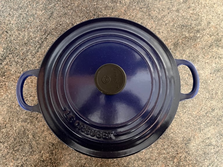 image for Le Creuset cast iron  casserole dish pot in blue black new - no box