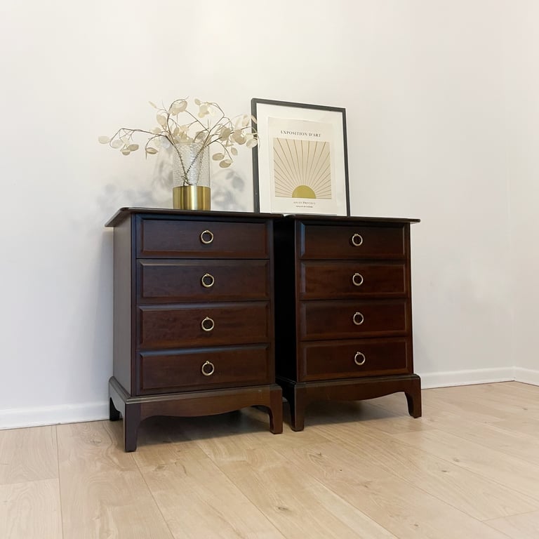 image for Pair vintage large bedside tables by Stag (Minstrel range)