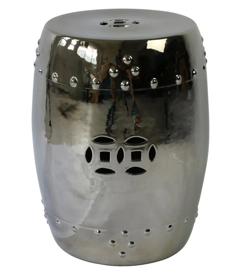 image for Silver Chinese Ceramic Drum Stool