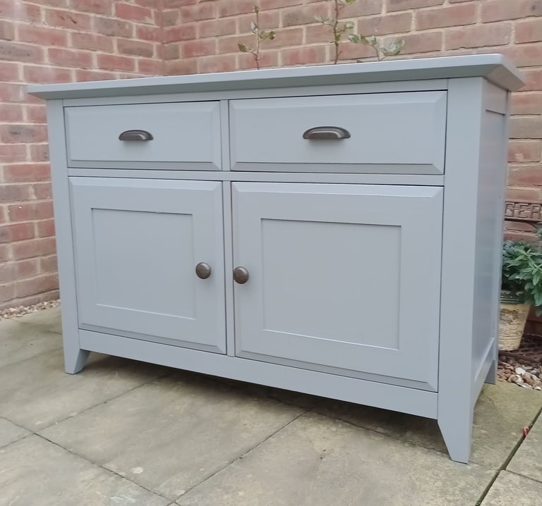 Oak Sideboard Cupboard Drawer Hamilton Grey Large Refurbished 
