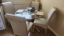Round Tempered Glass Dining/Kitchen table 107cms wide. (TABLE only) Collection Liverpool £75.00