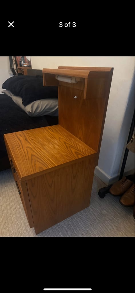 Wooden G-PLAN side tables with built in lights