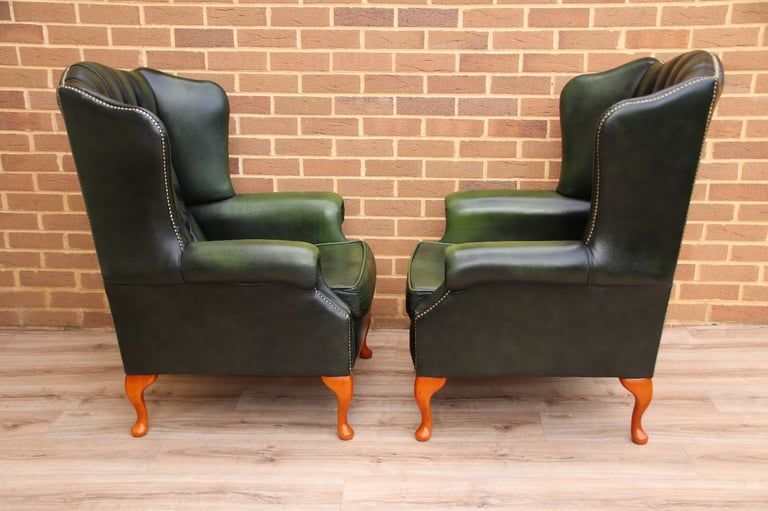 Saxon Chesterfield Armchairs + Footstool (UK Delivery)