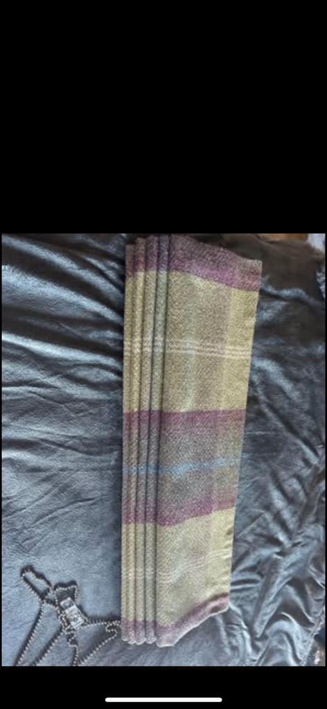 3 x Green purple tartan tweed Roman blinds