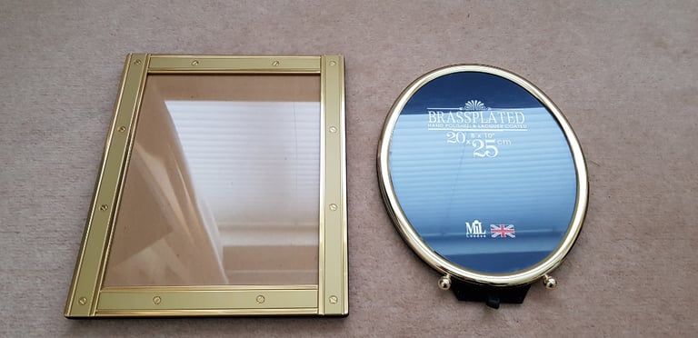2 BRASS PICTURE/PHOTO FRAMES WITH GLAZING - £10 THE LOT