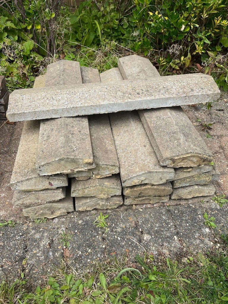 image for Reclaimed Grey Concrete Coping Stones 600mm x 140mm Garden Wall