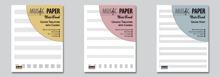 Notation books for Guitar Piano Bass Ukulele