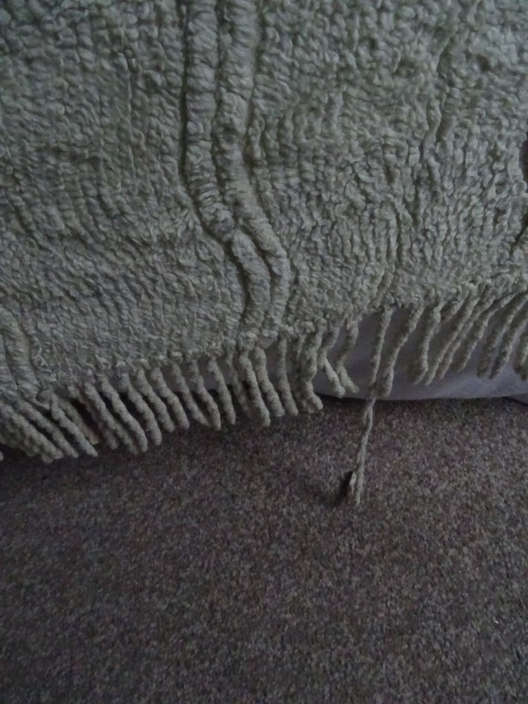 Vintage Pistachio /pale green Candlewick Bedspread approx 100 inches x77 inches - 100% cotton