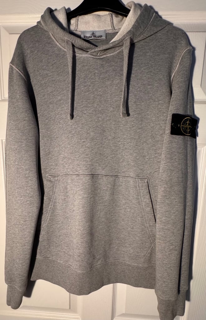 image for Authentic Stone Island hoodie in grey size MEDIUM