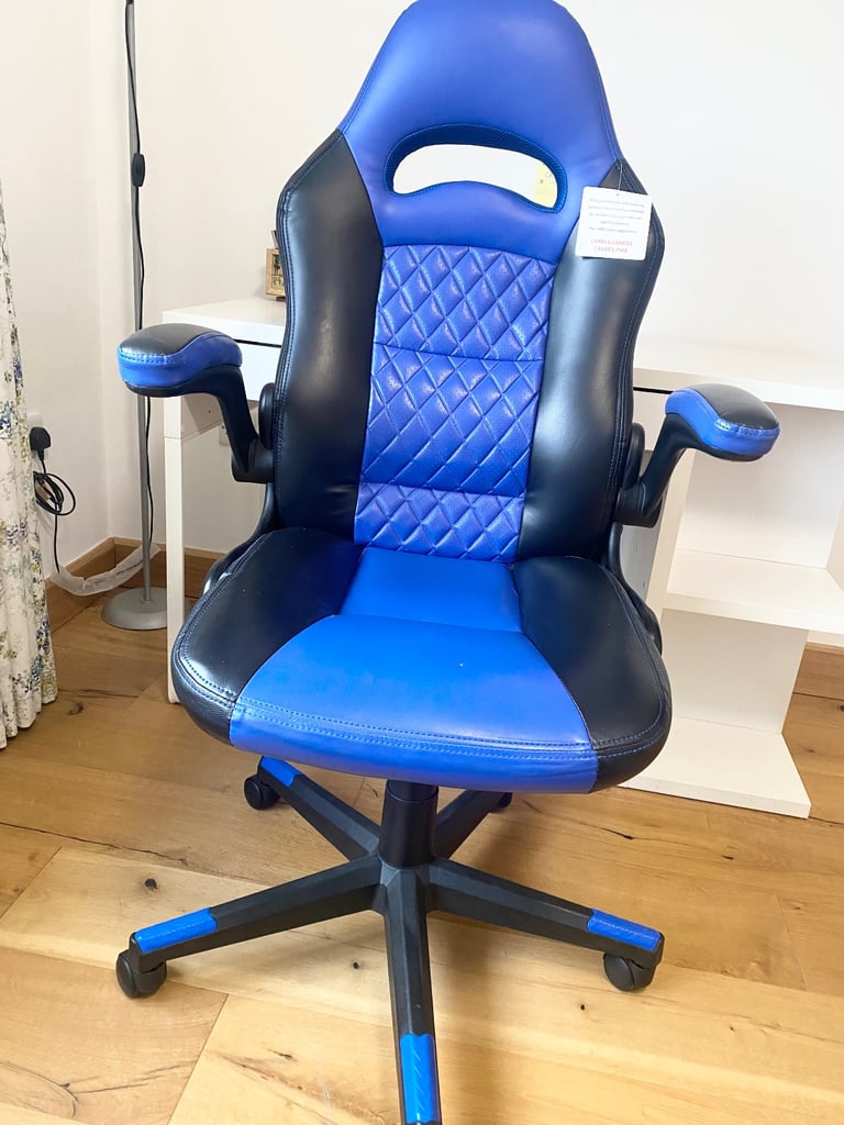 image for Argos Home Raptor Faux Leather Ergonomic Gaming Chair - Blue
