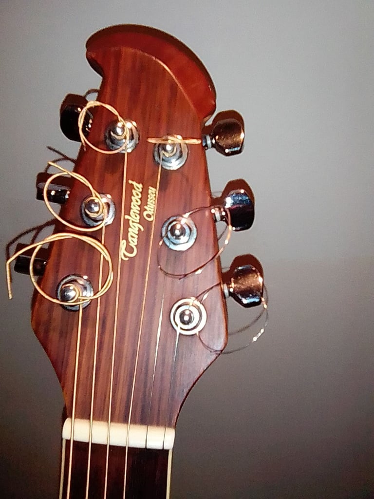 TANGLEWOOD ODYSSEY E/ACOUSTIC SLIM BODY ORANGEBURST NEW SET UP STRINGS FREE CASE EX COND.
