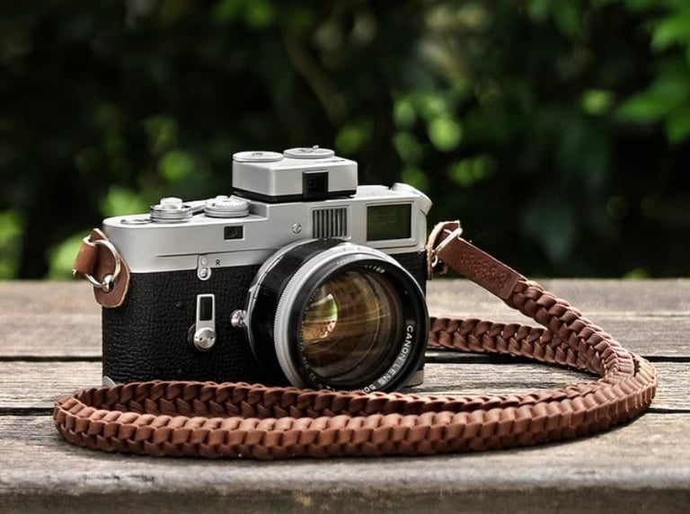 Barton 1972 Tan Braided Leather Camera Strap 110cm long