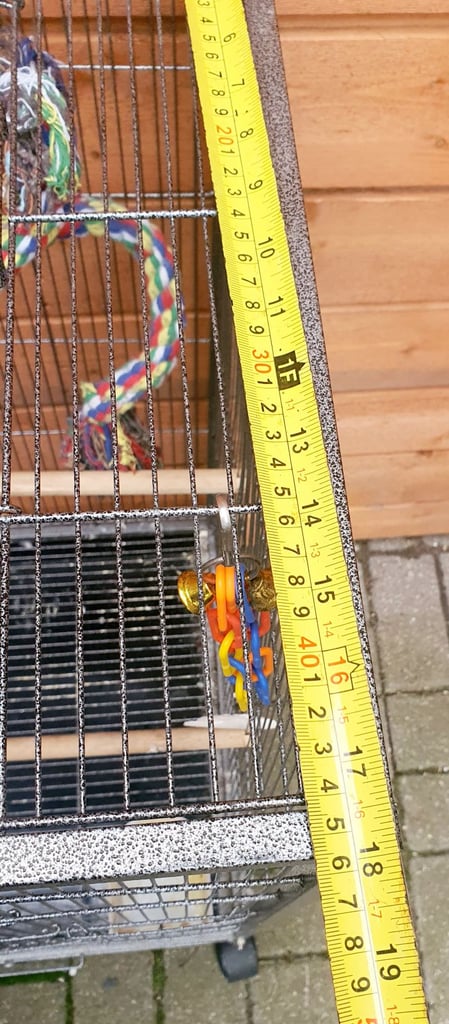 Bird parakeet parrot cage on wheels open top