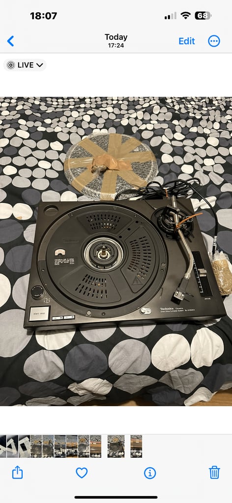 image for Technics 1210 black with lid hingeless 