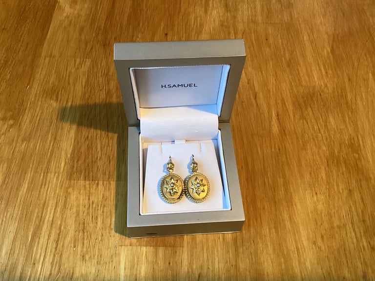 image for Antique Gold Earrings Vintage Boxed Pearl Gift Present