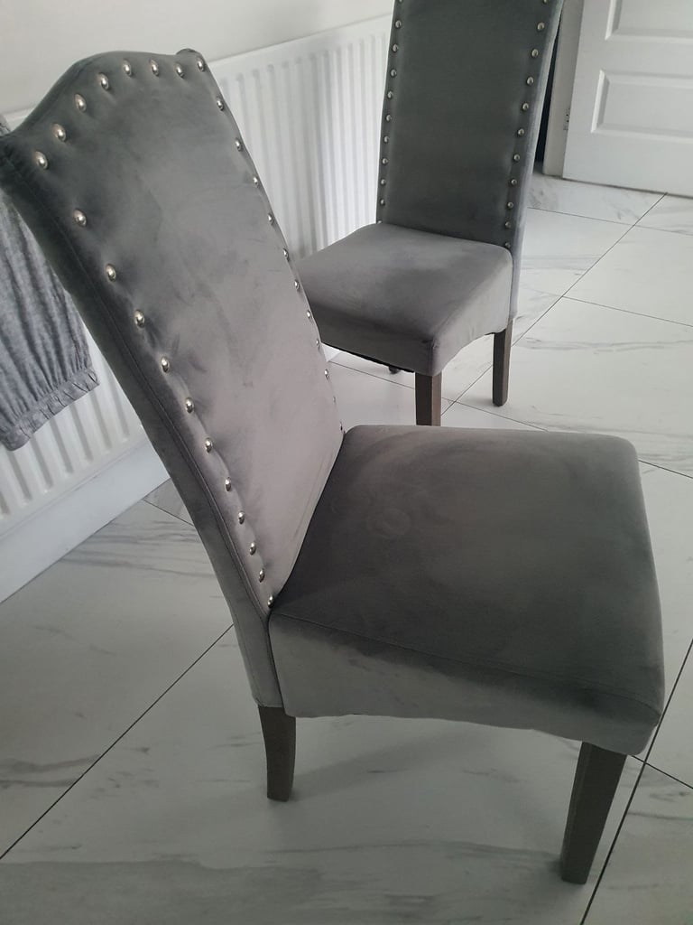 6 velvet grey dining chairs 