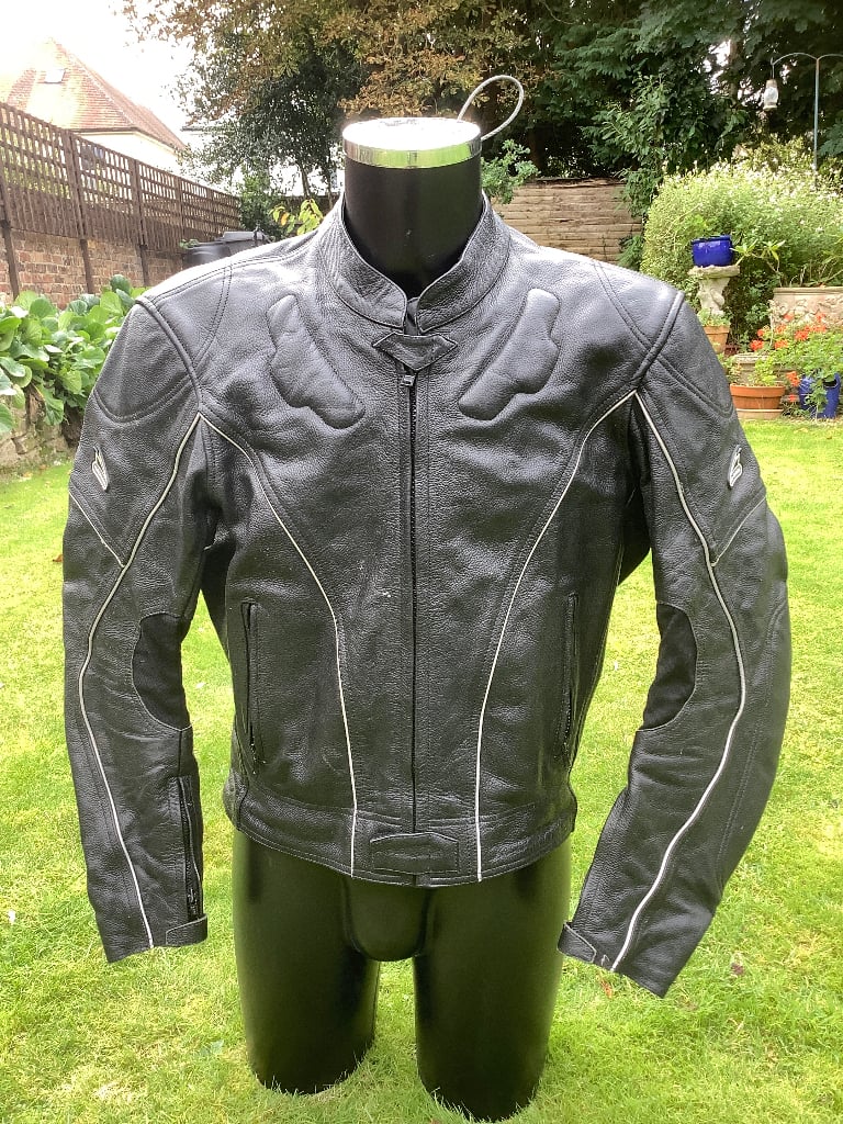 🏍️ HEIN GERICKE LEATHER MOTORCYCLE 🏍️ JACKET 🧥 (UK SIZE 36) BLACK